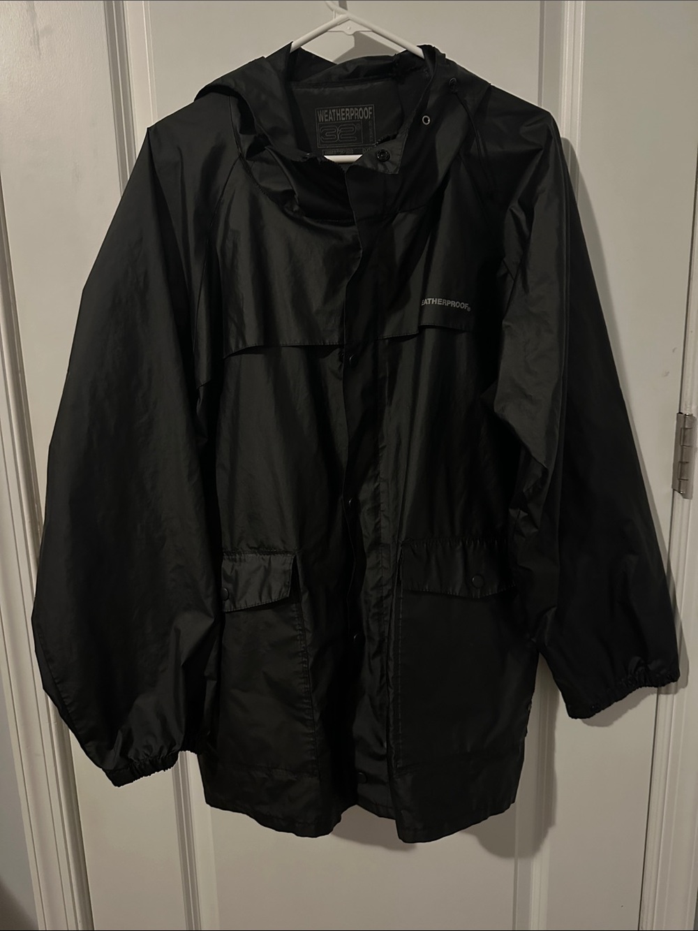 Weatherproof Black Hooded Raincoat for Men